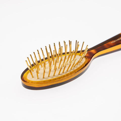 KOH-I-NOOR Tortoishell Pocket Pneumatic Hair Brush with Gold Plated Metal Pins