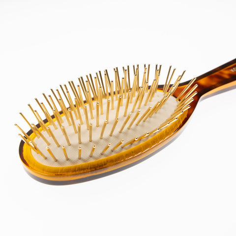 KOH-I-NOOR Tortoishell Large Oval Pneumatic Hair Brush with Gold Plated Metal Pins