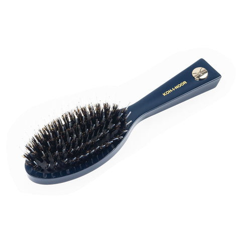 KOH-I-NOOR Pastel Pneumatic Pocket Hair Brush with Boar Bristles and Nylon Pins BLUE