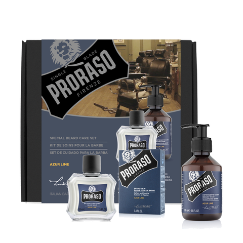 PRORASO Beard Care Duo AZUR LIME - Beard Balm + Beard Wash