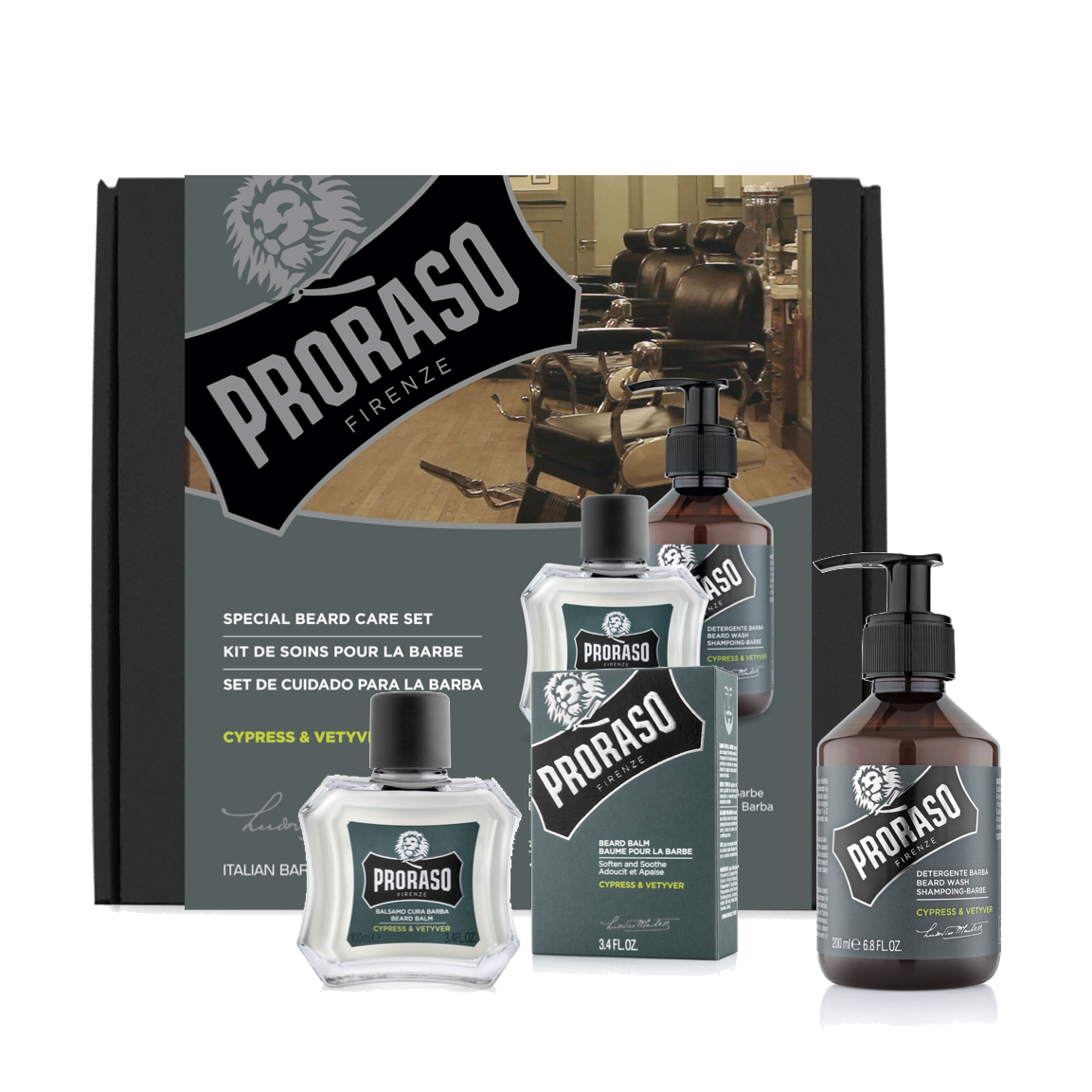 PRORASO Beard Care Duo CYPRESS & VETYVER - Beard Balm + Beard Wash