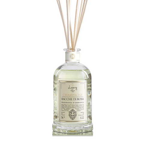 LOGEVY Room Diffuser CHAMPAGNE E BACCHE DI ROSA - Champagne and Rose Berries MEDIUM (250ml)