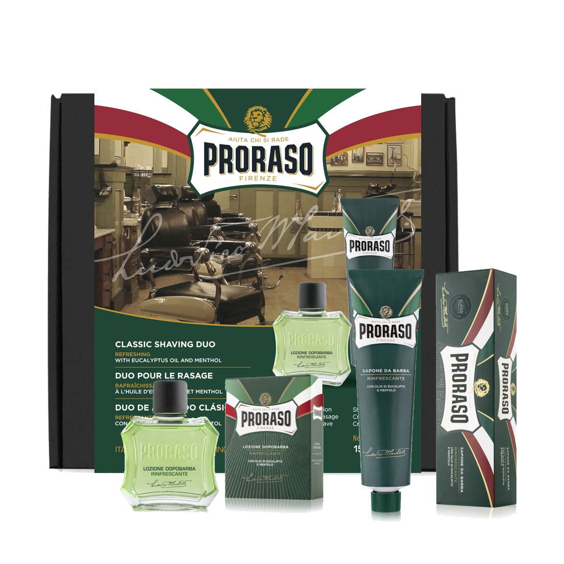 PRORASO Classic Shaving Duo REFRESHING - After Shave Splash + Shaving Cream Tube